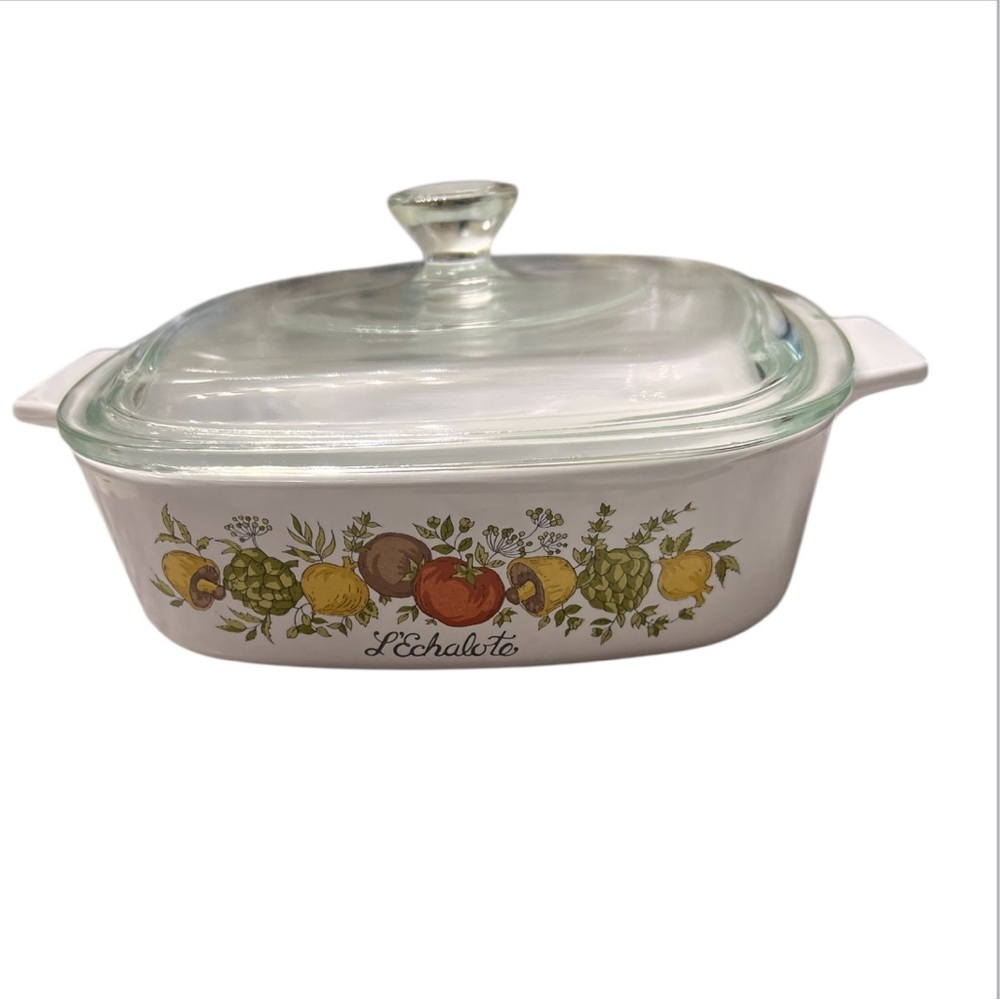 Vintage Spice Of Life Corning Ware Ceramic dish with Glass Lid
